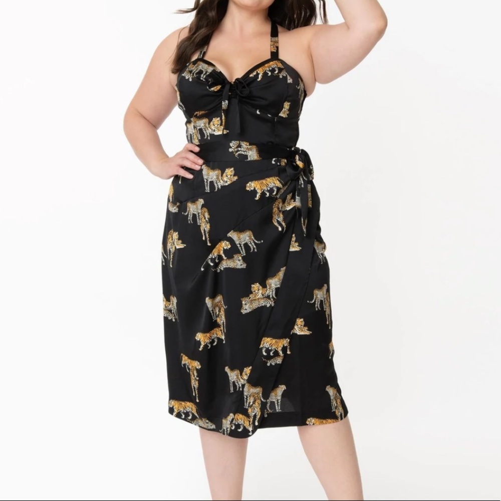 Unique vintage silky wild tiger dress